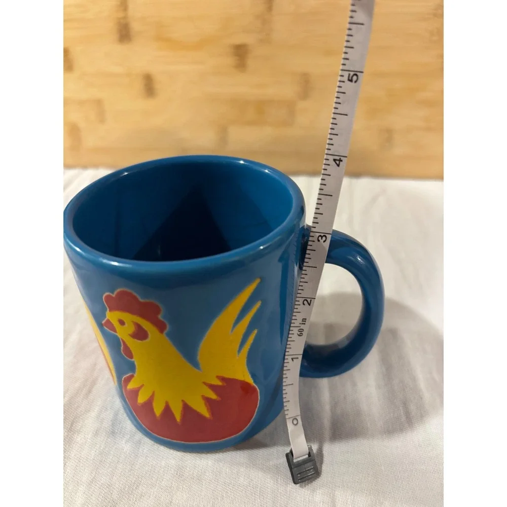 VTG Waechtersbach West Germany Rooster Mug Blue Red Yellow Ceramic Coffee Cup - Picture 11 of 12